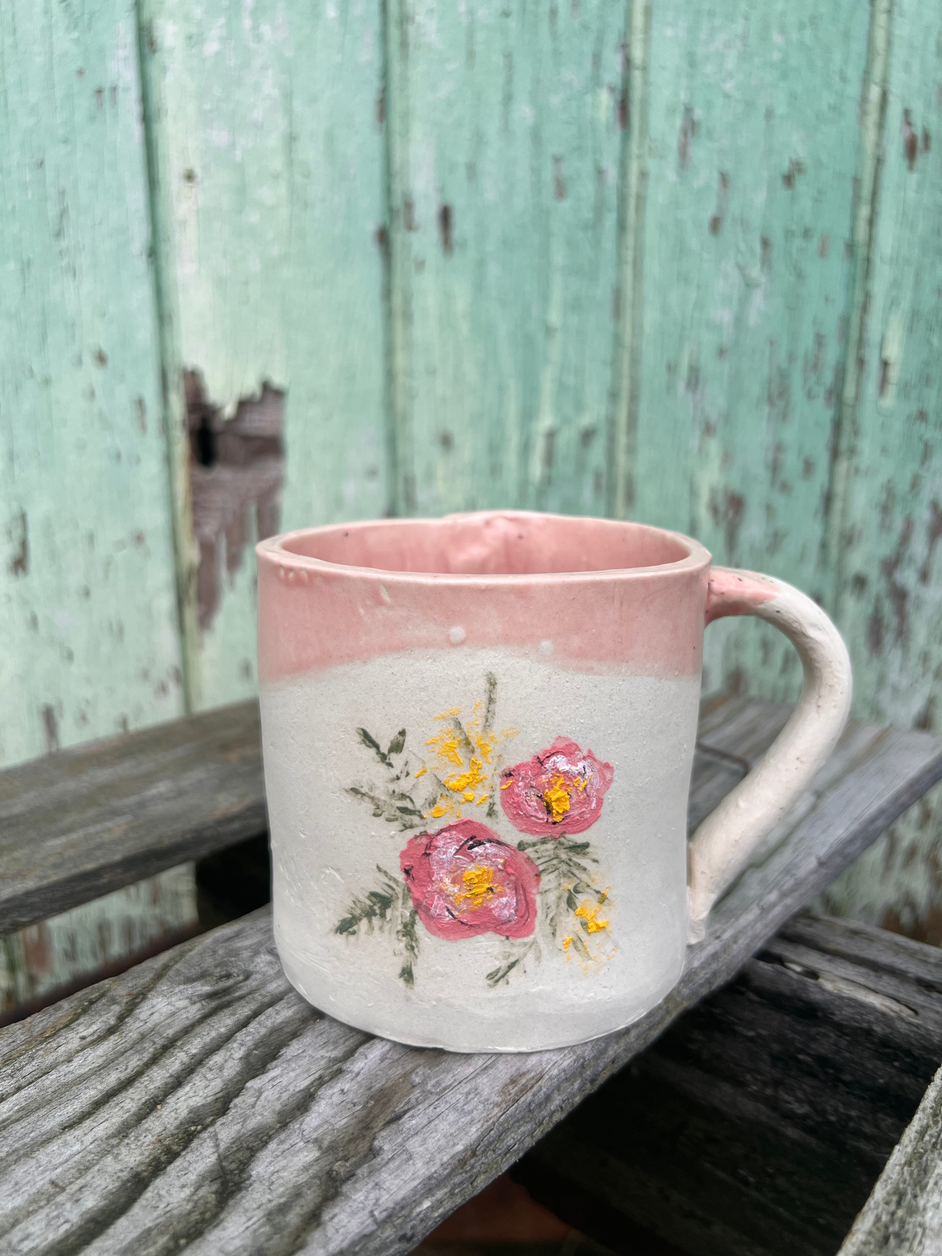 Pink Floral Squatty Mug