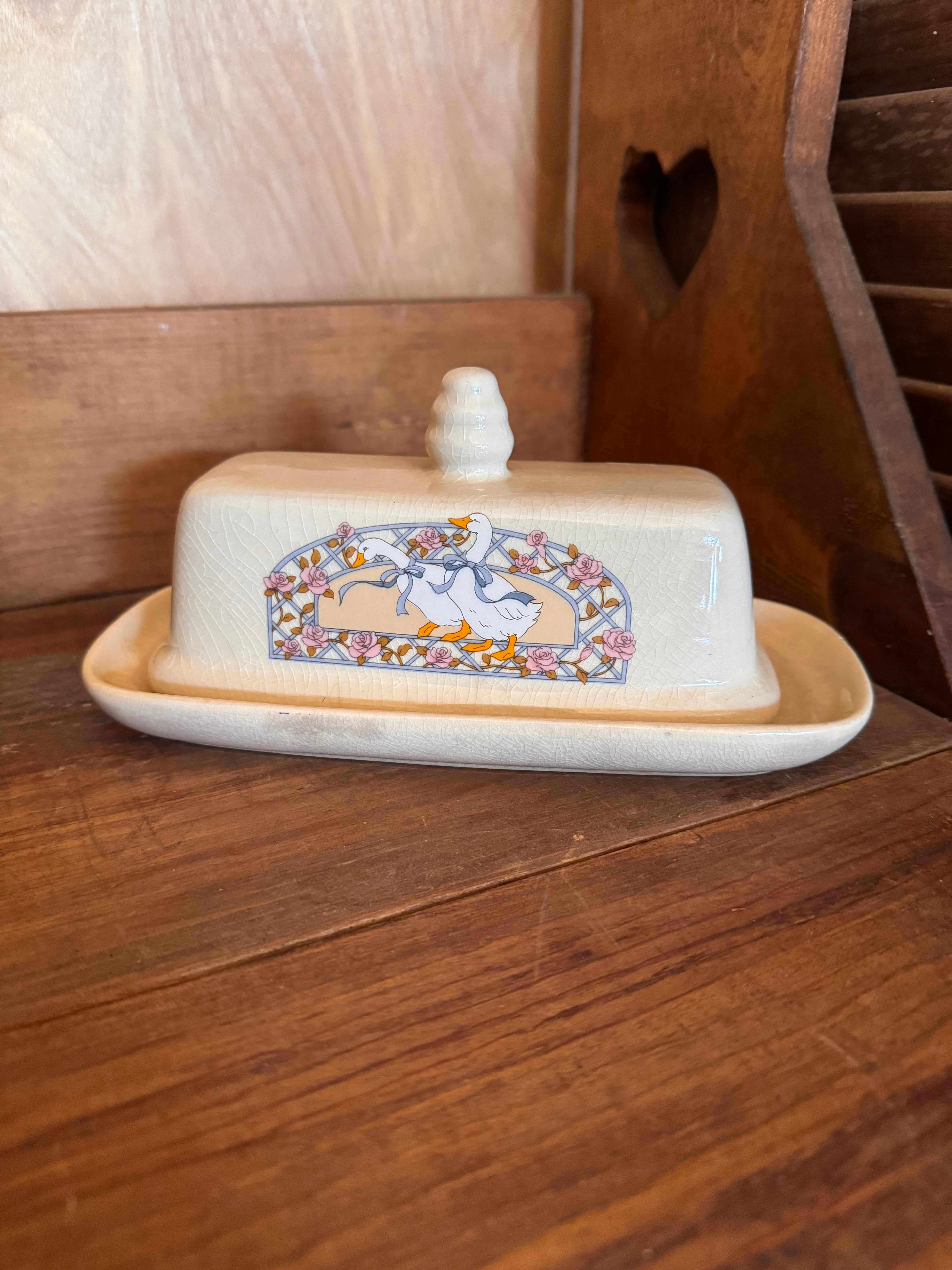 Vintage Goose Butter Dish