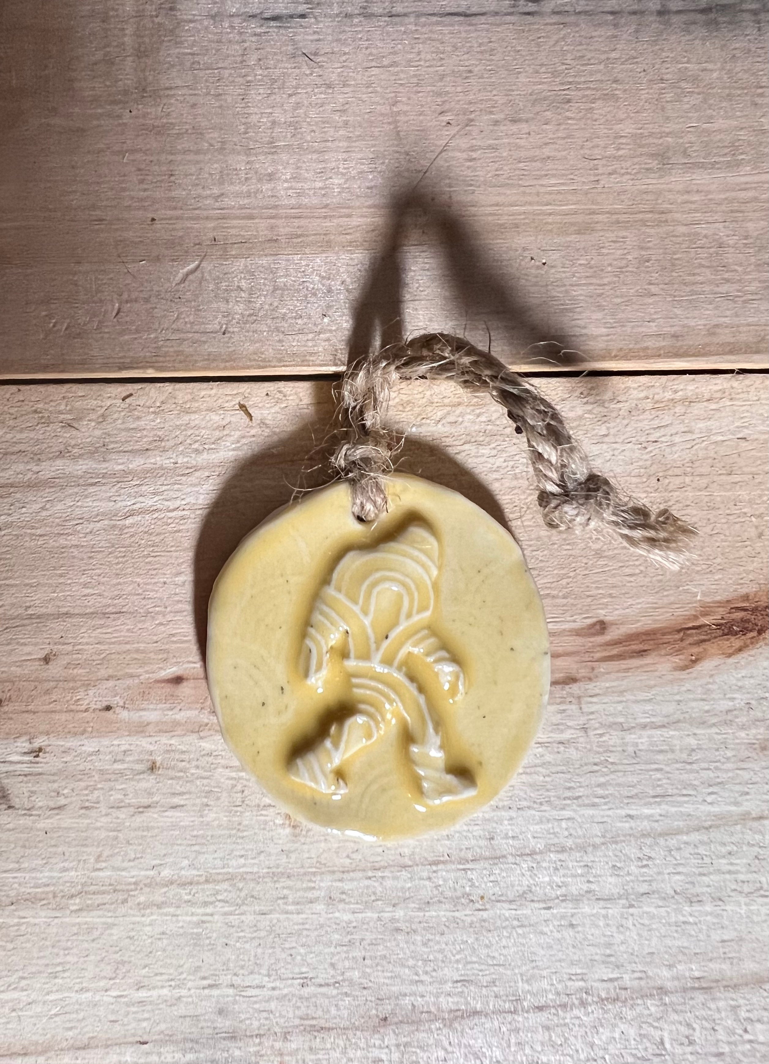 Small Bigfoot Ornament - Yellow Round