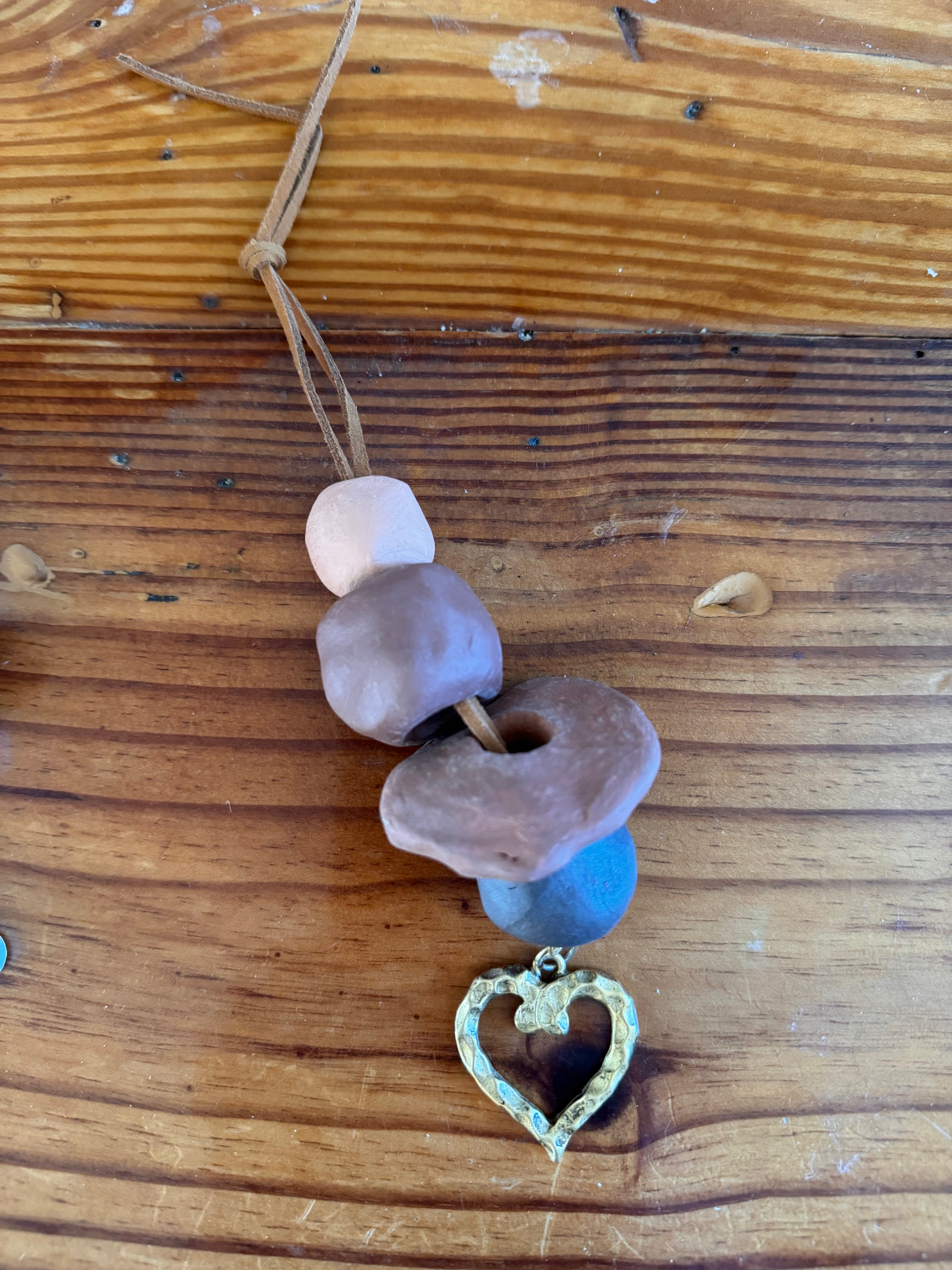 Terra Cotta Diffuser Beads - Heart