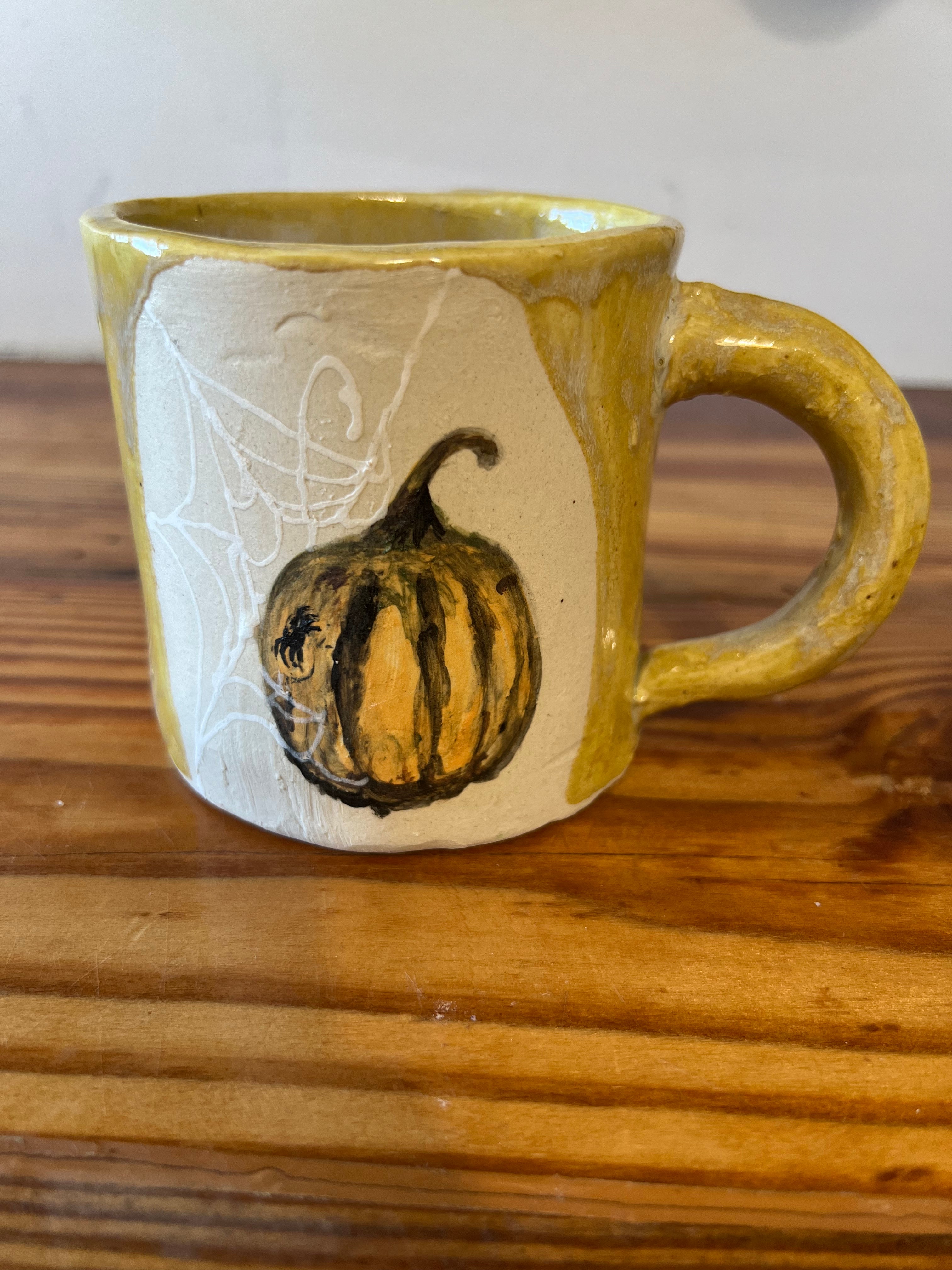 Spider Web Pumpkin Squatty Mug