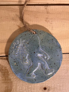 Bigfoot Ornament - Blue with Tree