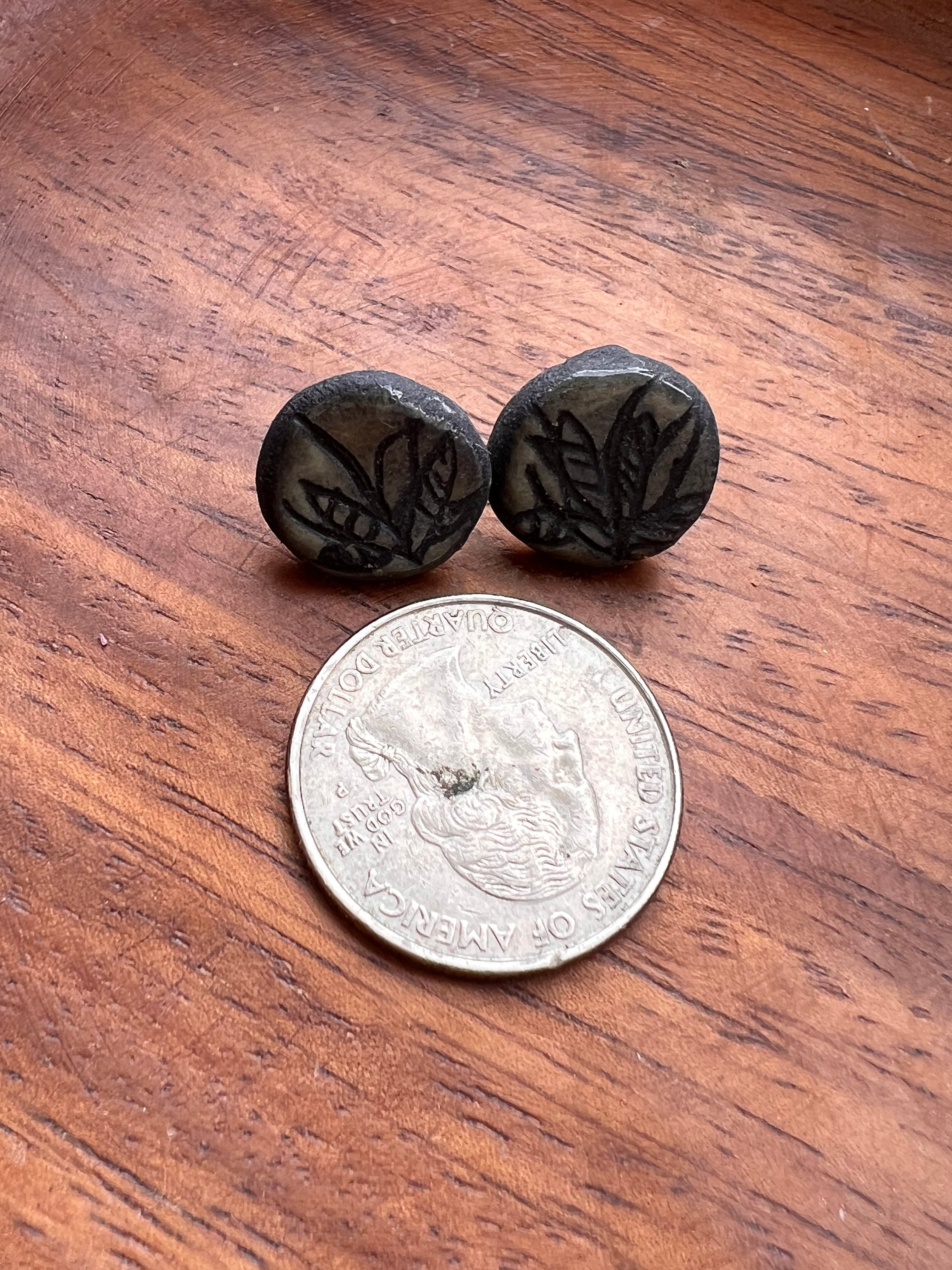 Carved Succulent Studs