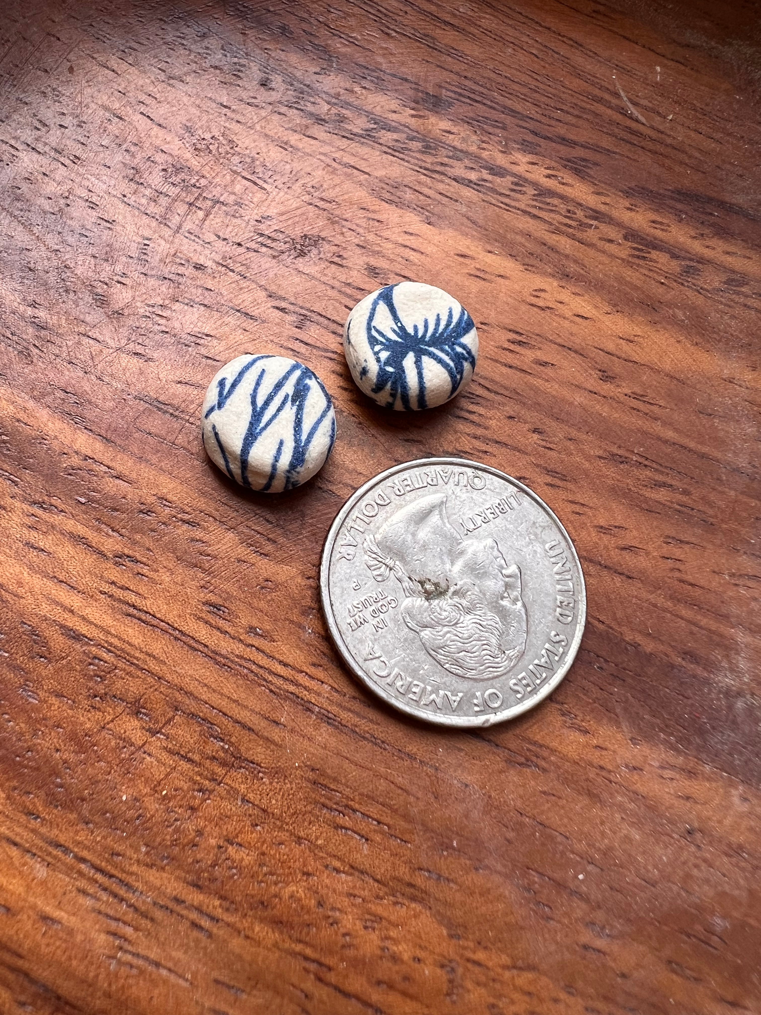 Round Blue Blossom Studs - Small