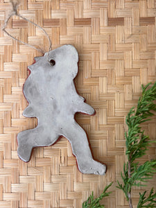 Bigfoot Ornament - Cream on Red Clay