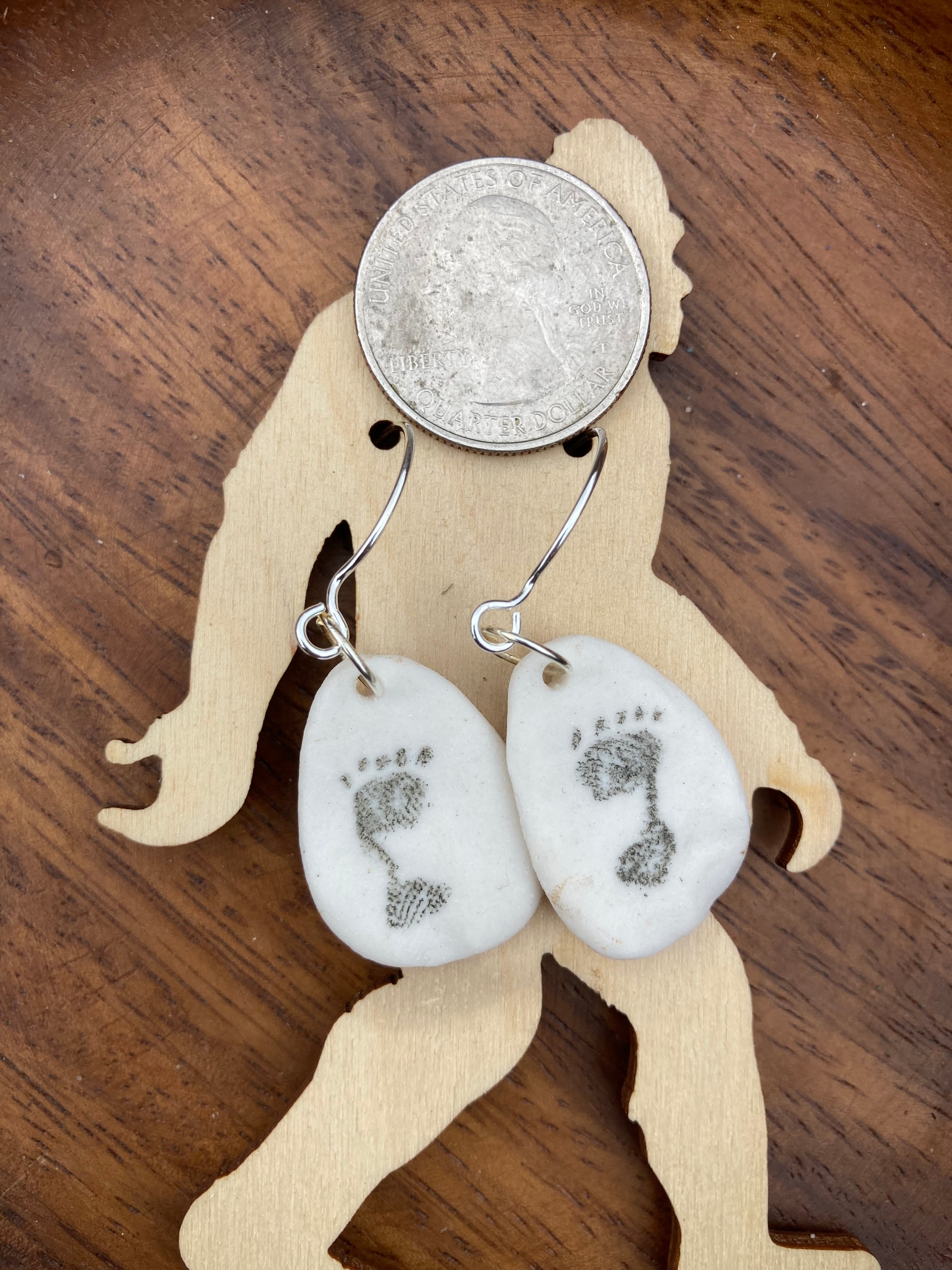 Bigfoot Dangles - Footprint on White Porcelain