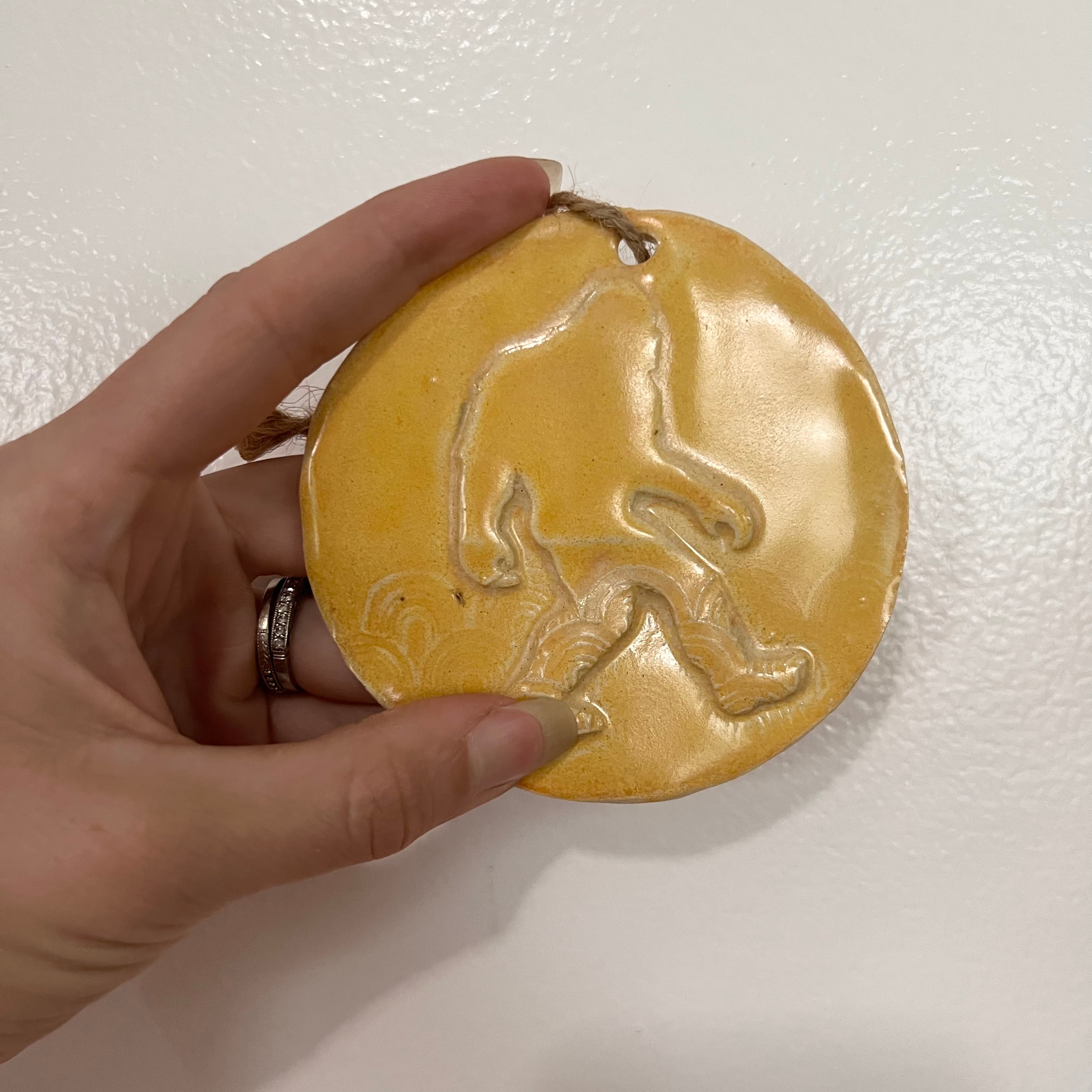 Bigfoot Ornament - Yellow Round