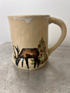 Elk and Christmas Tree Mug
