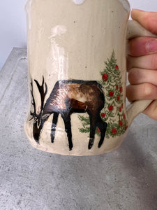 Elk and Christmas Tree Mug